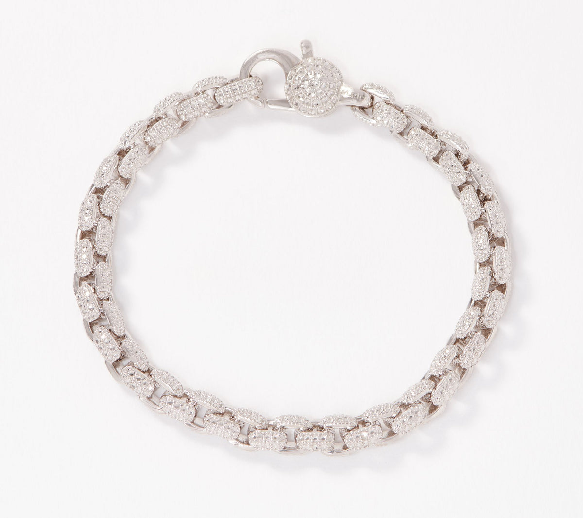 QVC Sterling Silver Diamond-Cut Box Chain Bracelet, 6-3/4"