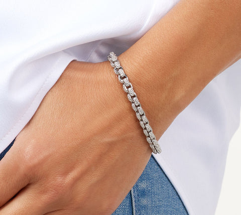 QVC Sterling Silver Diamond-Cut Box Chain Bracelet, 6-3/4"