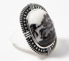 Generation Gems Sterling Silver Cushion Cabochon white Buffalo Ring, Size 7