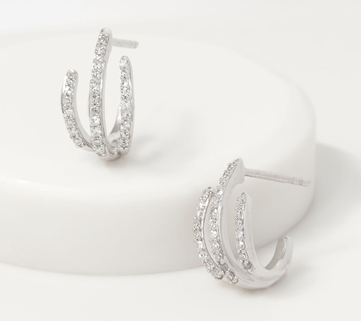 Affinity Diamond Sterling Silver Pave Claw Hoop Earrings 1/3cttw