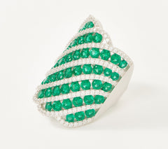 Colors of Diamonique Simulated Emerald Sterling Silver Shield Ring Size 4