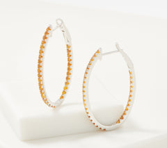 Citrine  2.25 cttw Inside Out Oval Hoop Sterling Silver Earrings