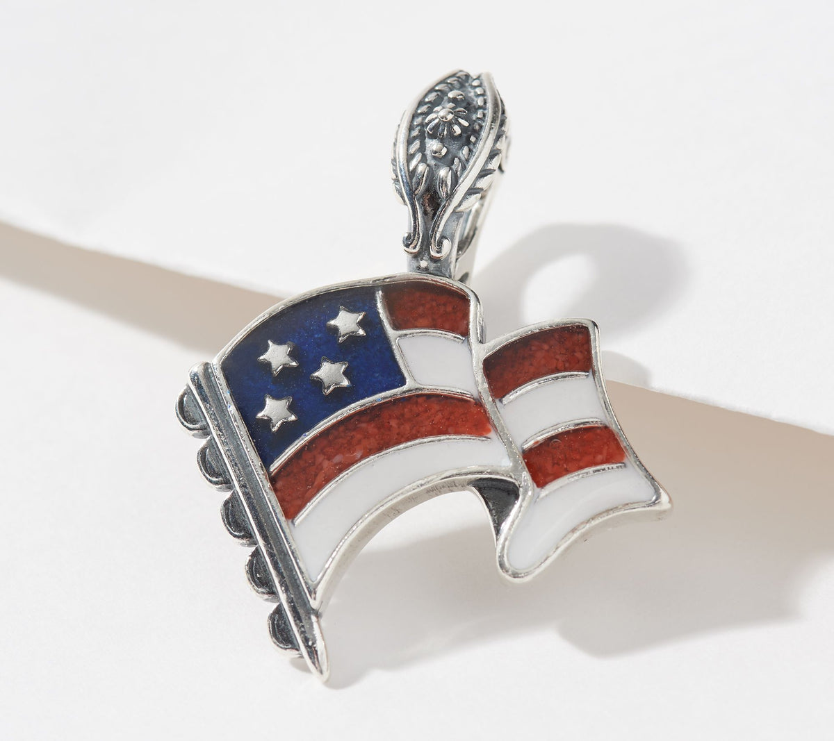 American West Sterling Silver Gemstone Patriotic "Flag" Enhancer