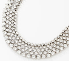 Isaac Mizrahi Live! Crystal Silvertone Collar Necklace 15-3/4"