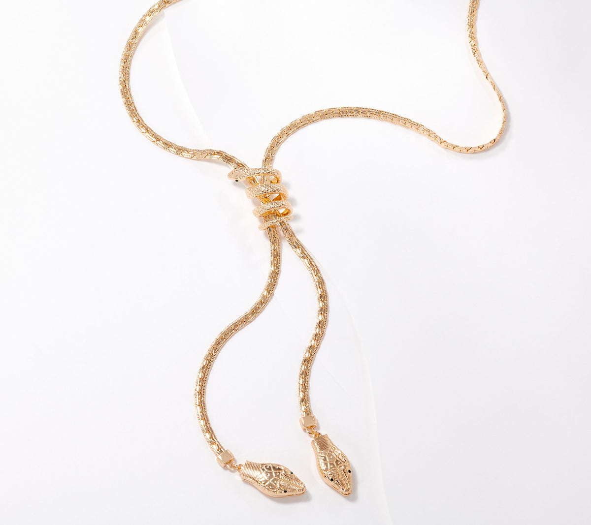 Attitudes by Renee Goldtone Lariat Snake Necklace 18"