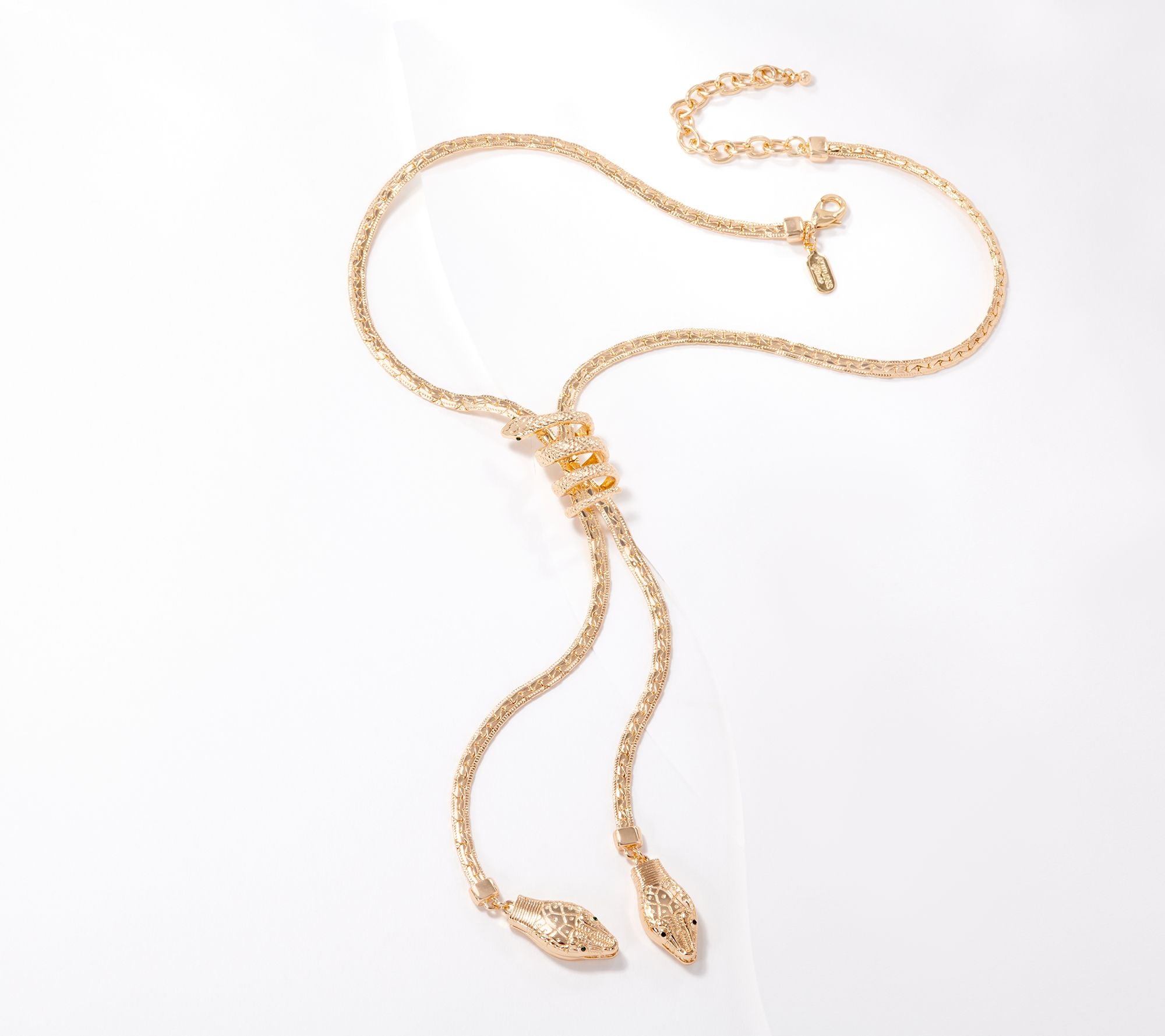 Attitudes by Renee Goldtone Lariat Snake Necklace 18"