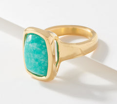 Oro Nuovo 14K Over Resin Bold Blue Chalcedony Ring Size 5