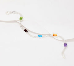 Imperial Sterling Silver Multi Gemstone Station Bracelet 7-1/4"