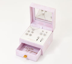 Diamonique Sterling Silver Set of 6 Essentials with Jewelry Box,