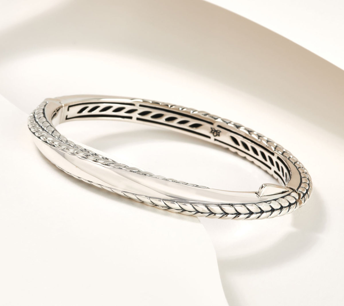 JAI Sterling Silver Balance & Harmony Basketweave Bangle, 6-3/4" (37.4g)