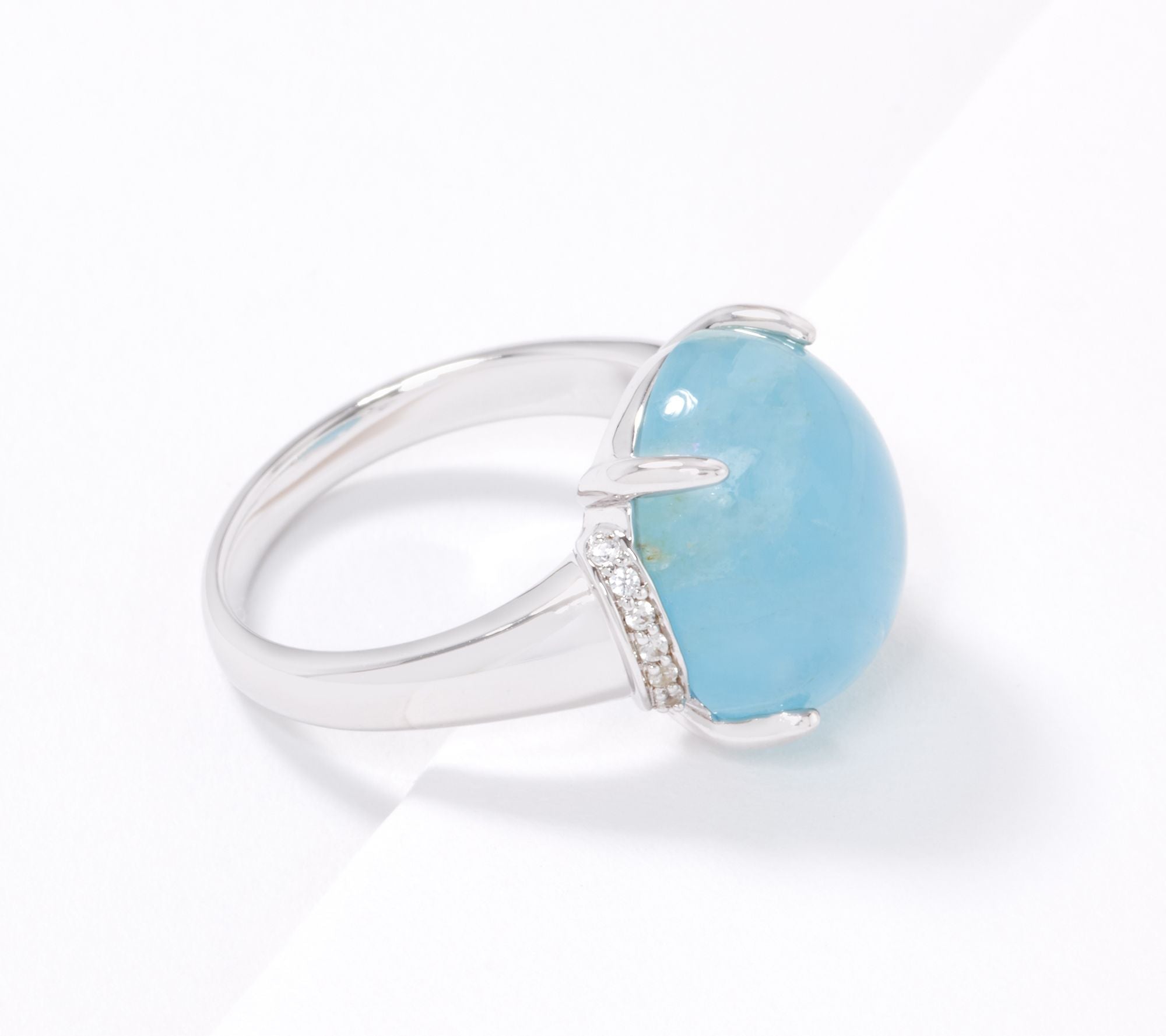 Vault Sterling Silver Milky Aquamarine & White Zircon Ring, Size 10