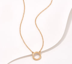 Adi Paz 14K Solid Yellow Gold Textured Circle Necklace 18" (QVC $463)