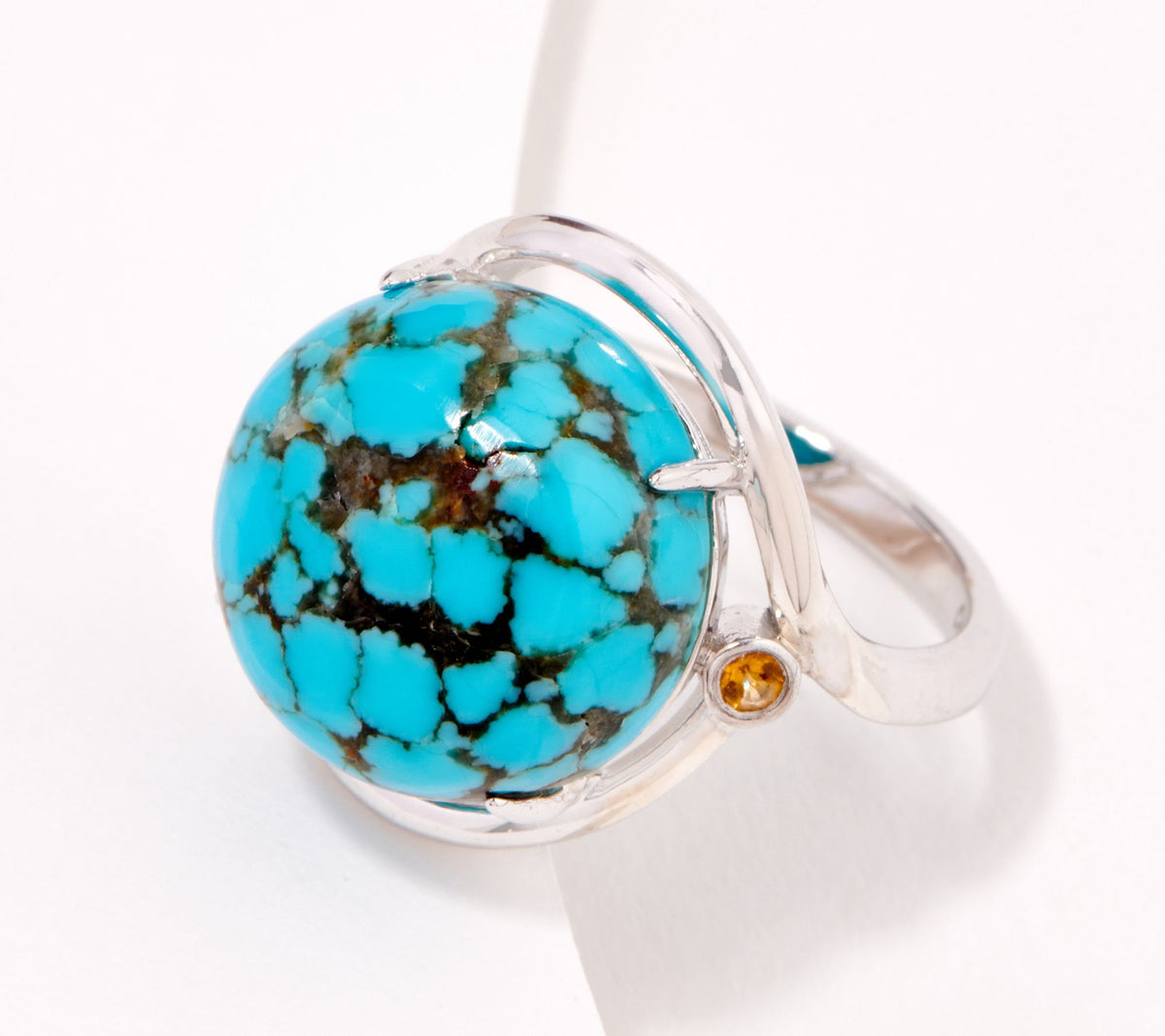 Generation Gems Sterling Silver Round turquoise Cabochon Ring, Size 5