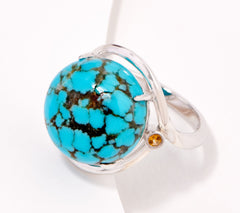 Generation Gems Sterling Silver Round turquoise Cabochon Ring, Size 5