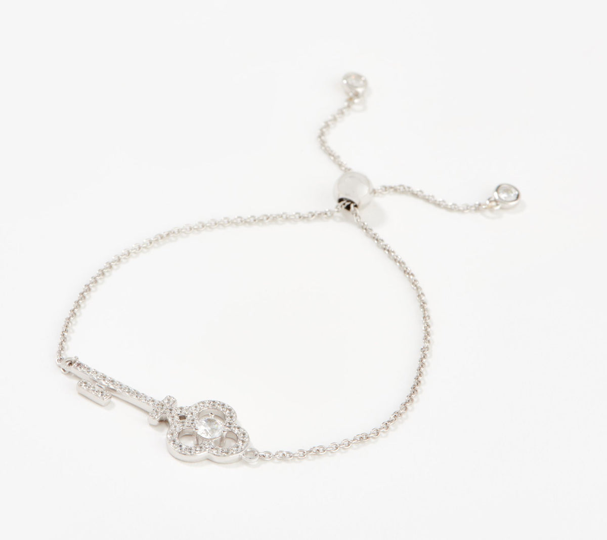 Diamonique x Lisa Mason "The Key" CZ Sterling Silver Adjustable Bracelet