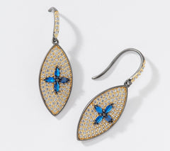 Freida Rothman Sterling Silver Midnight Collection Drop Earrings