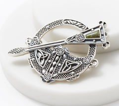 Connemara Marble Sterling Silver Celtic Tara Brooch