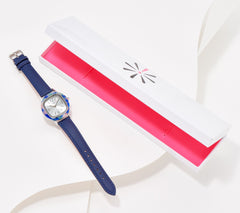 Isaac Mizrahi Live! Leather Strap Cushion Resin Watch, Royal Navy