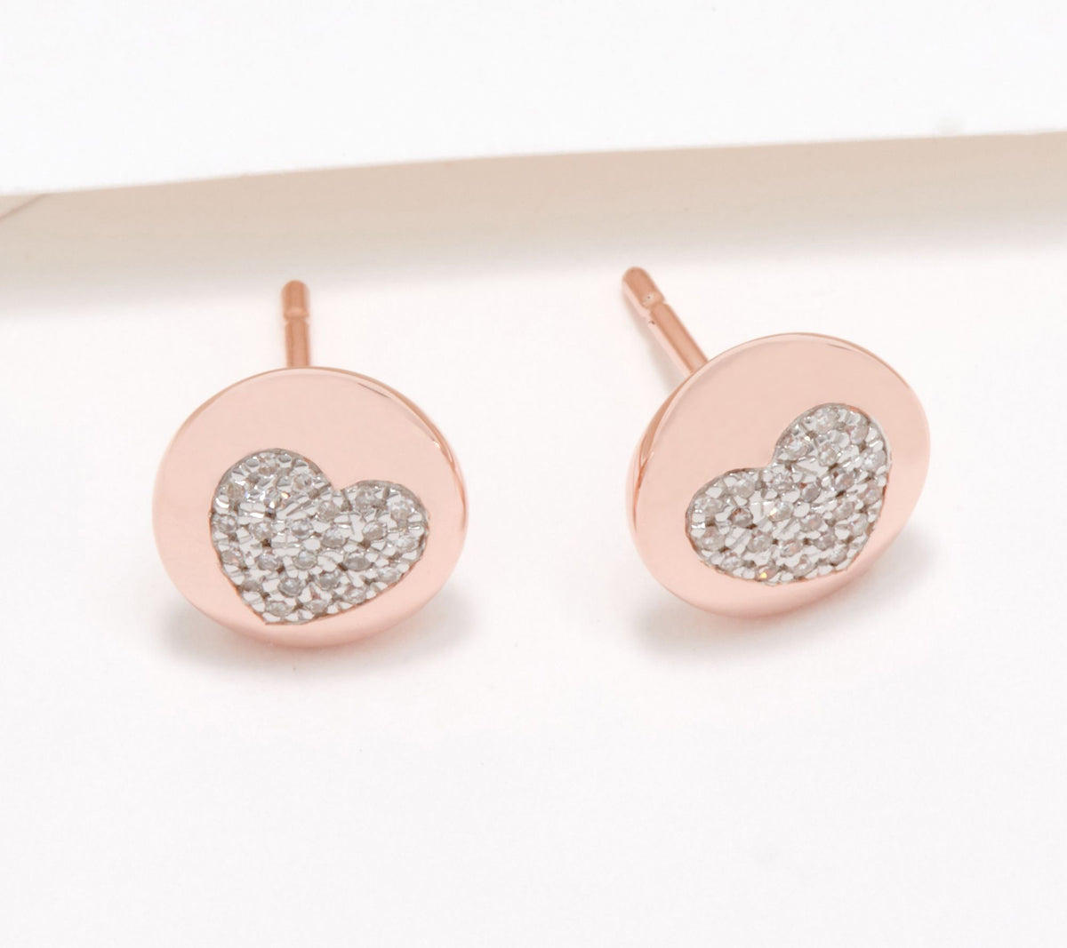 Affinity Sterling Silver Roseclad Diamond Heart Motif Studs