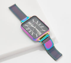 Isaac Mizrahi Live! Magnetic Mesh Watch, Rainbow, One size