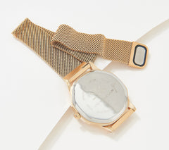 Isaac Mizrahi Live! Octagon Case Magnetic Mesh Strap Watch, Goldtone