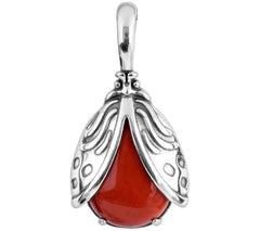 American West Sterling Silver Garden Critter Red Jasper Ladybug Enhancer