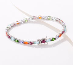 Generation Gems Sterling Silver Oval-Cut Multi-gem Tennis Bracelet, 7-1/4"