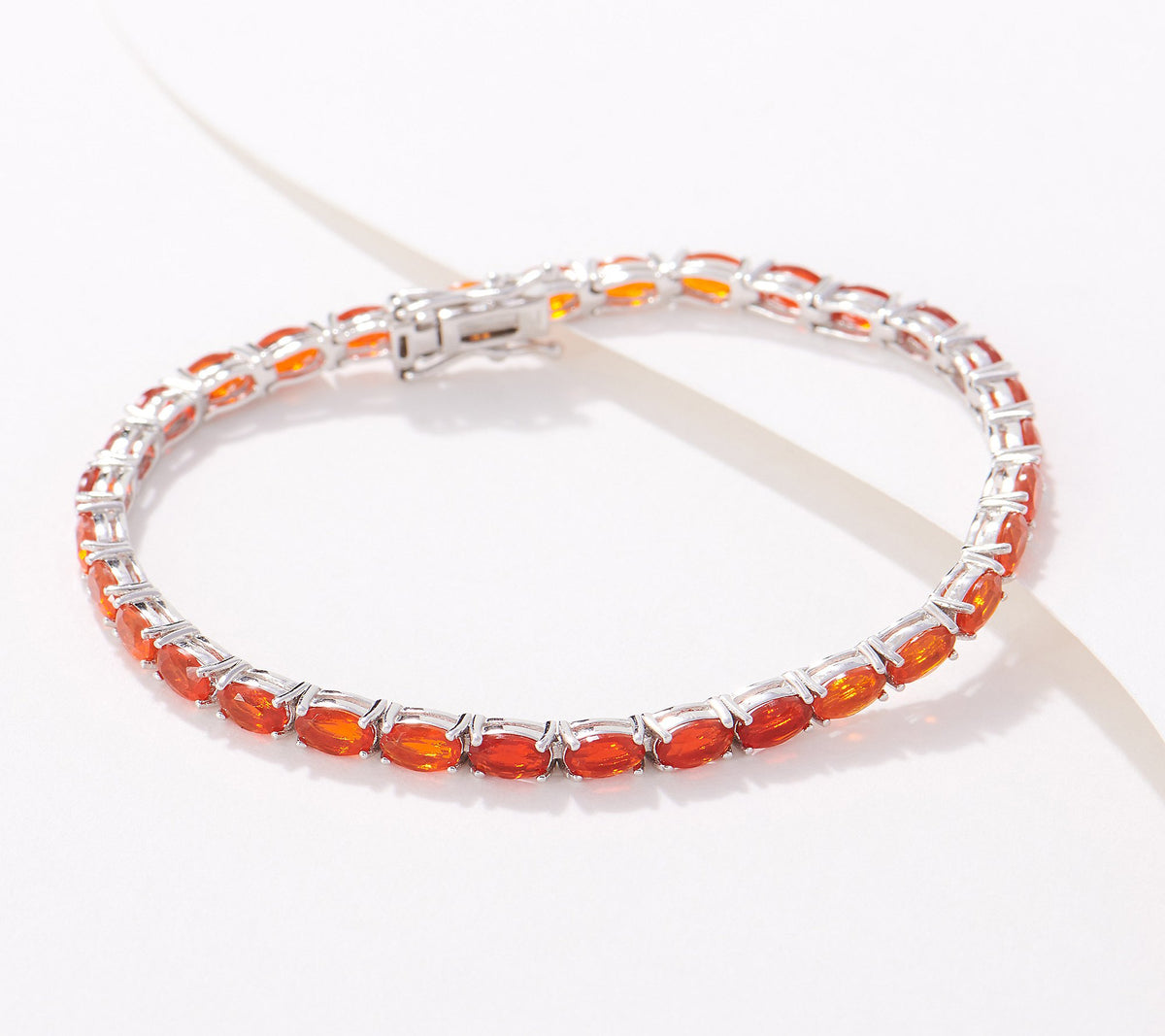 Generation Gems Oval-Cut Fire Opal Tennis Bracelet Sterling, 7-1/4"