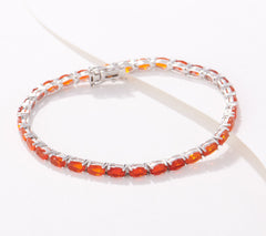 Generation Gems Sterling Silver Oval-Cut Fire Opal Tennis Bracelet, 7-1/4"