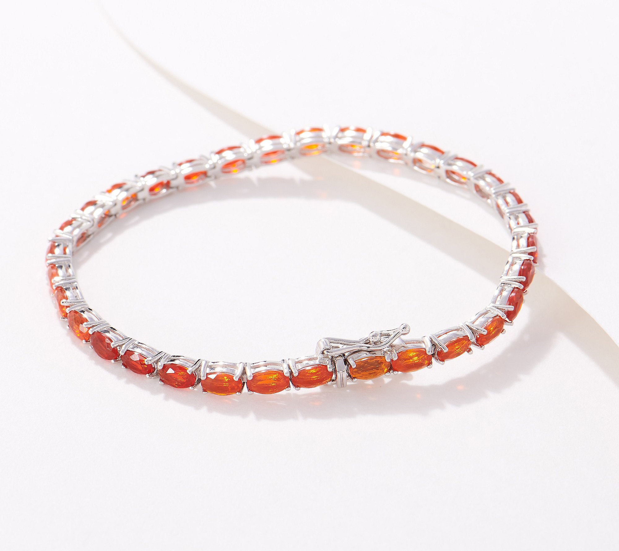 Generation Gems Oval-Cut Fire Opal Tennis Bracelet Sterling, 7-1/4"