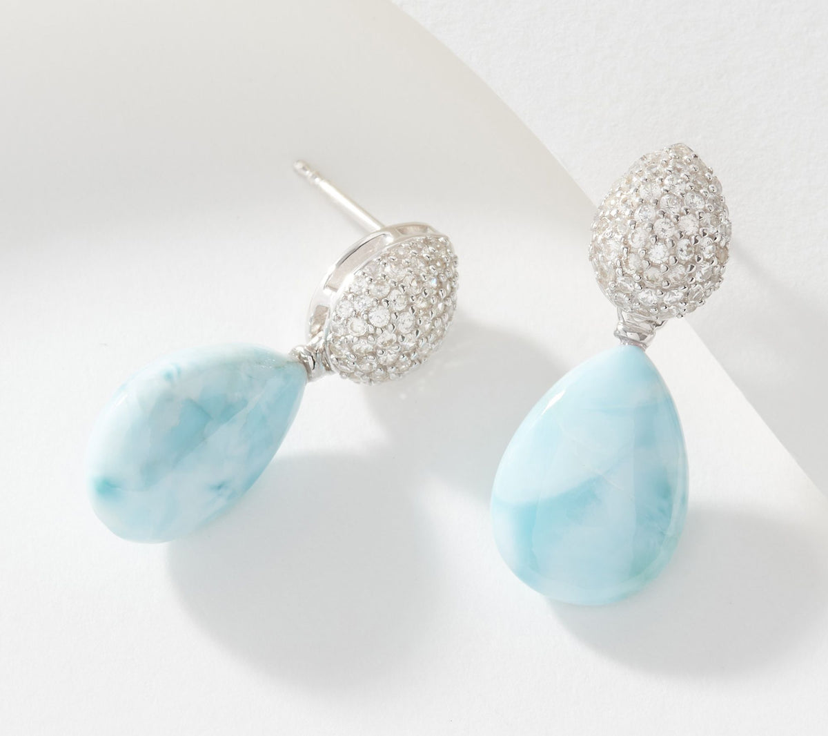 Affinity Gems Sterling Silver Pear Shaped Larimar Drop Earrings