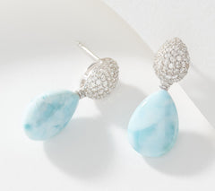 Affinity Gems Sterling Silver Pear Shaped Larimar Drop Earrings