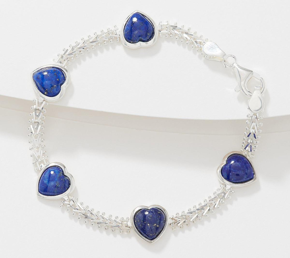 Imperial Silver Lapis Heart Station Bracelet, Sterling Silver, 8"