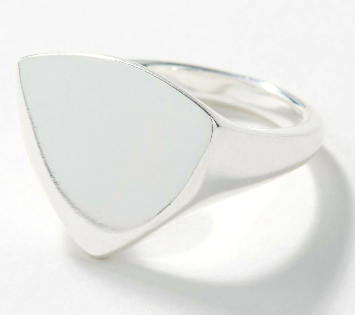 UltraFine 950 Fine Silver Polished Trillion Signet Ring Size 8