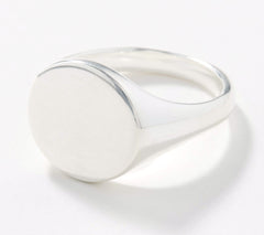 UltraFine Silver Polished  Round Signet Ring, Size 7