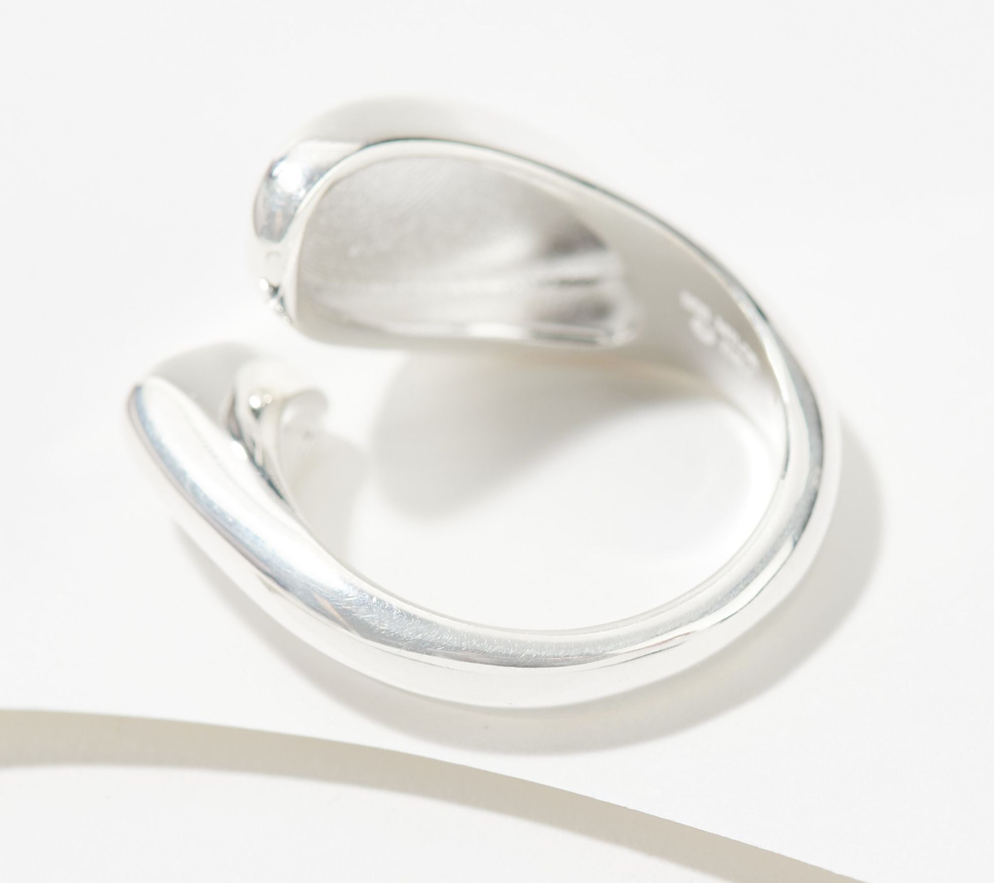 UltraFine Silver Polished Double Signet Bypass Ring, Size 6