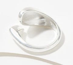 UltraFine Silver Polished Double Signet Bypass Ring, Size 6