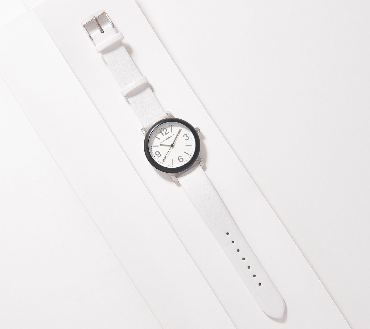 Isaac Mizrahi Live! Watch with Round Colored Bezel,. White, One size