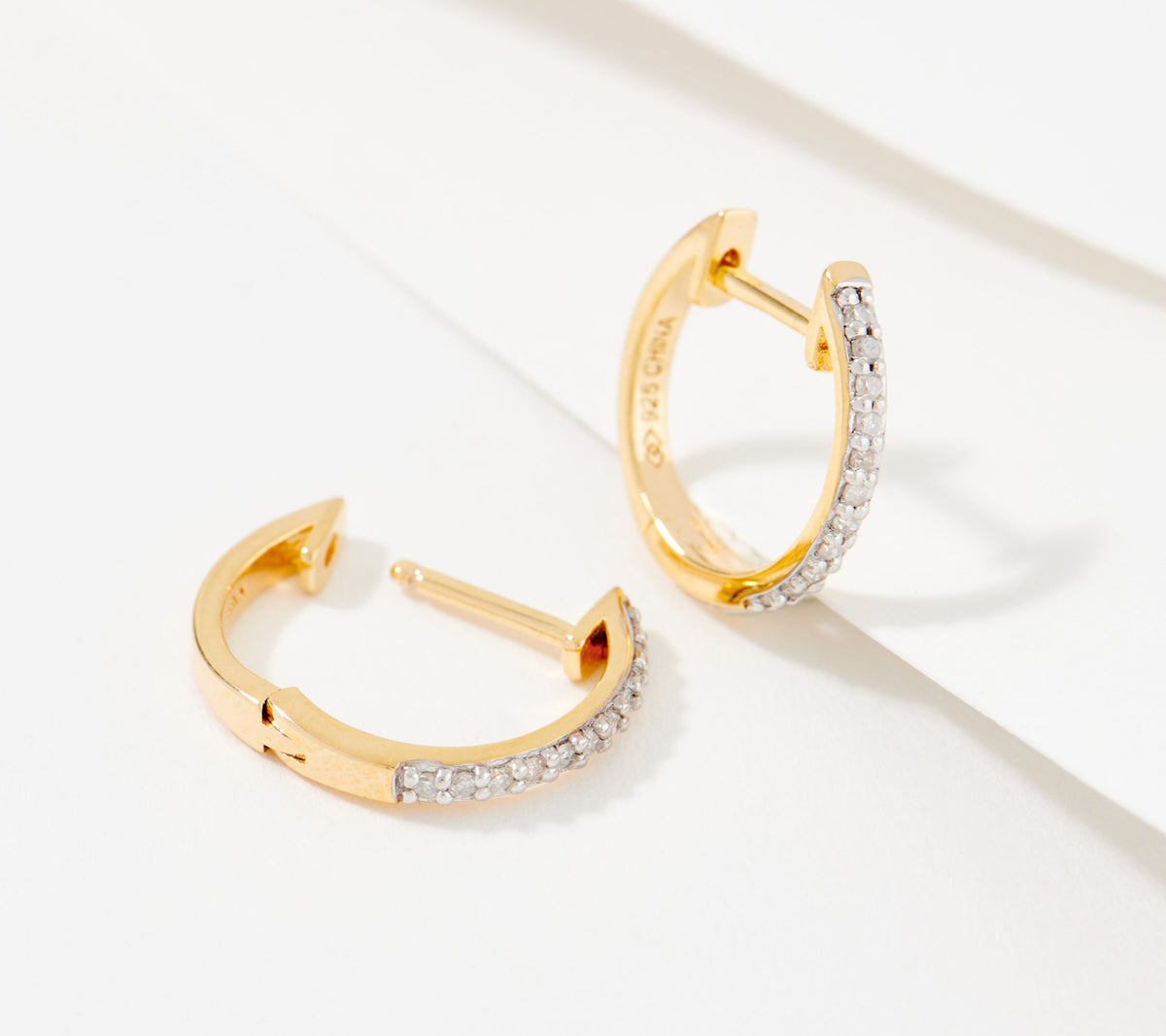 Accents by Affinity Goldclad Sterling Silver Diamond Hoop Earrings