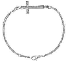 Affinity Sterling Silver Diamond Cross Bracelet, 7"