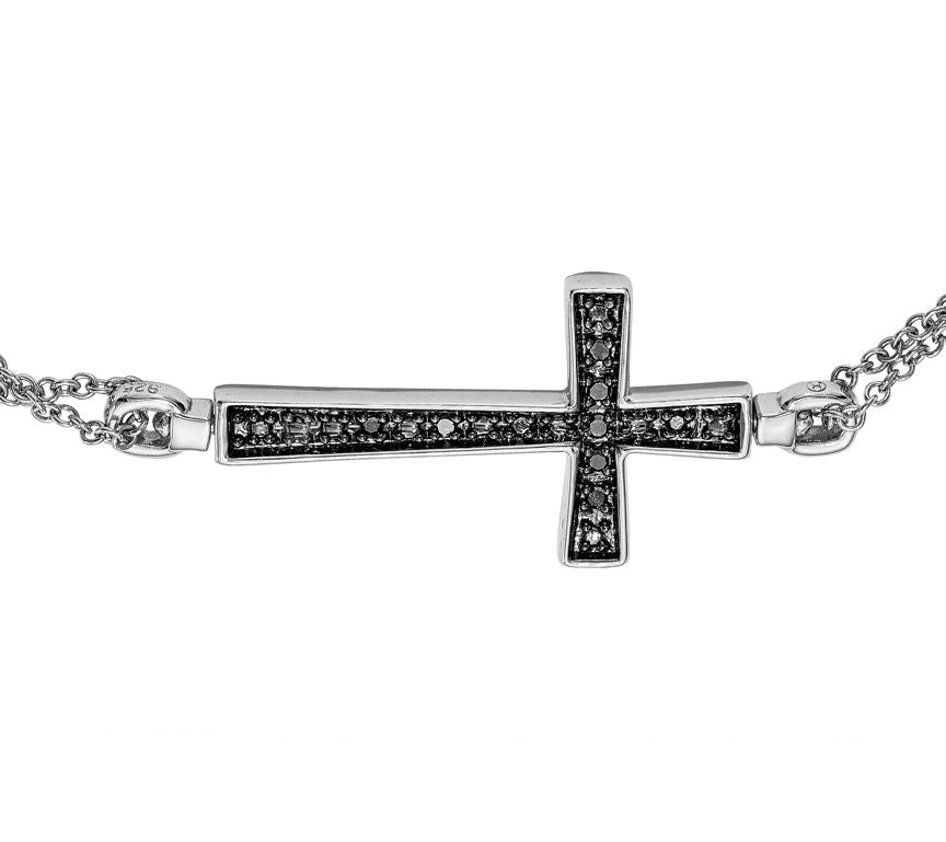 Affinity Sterling Silver Diamond Cross Bracelet, 7"