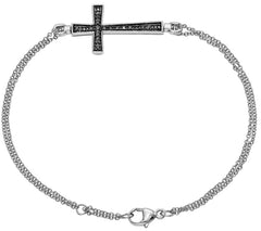 Affinity Sterling Silver Diamond Cross Bracelet, 7"