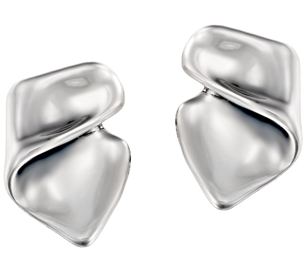 Hagit Sterling Silver Wave Earrings, 1/2"