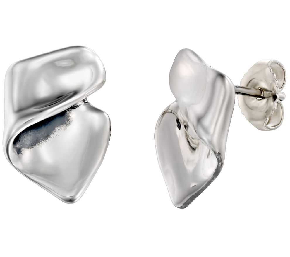 Hagit Sterling Silver Wave Earrings, 1/2"