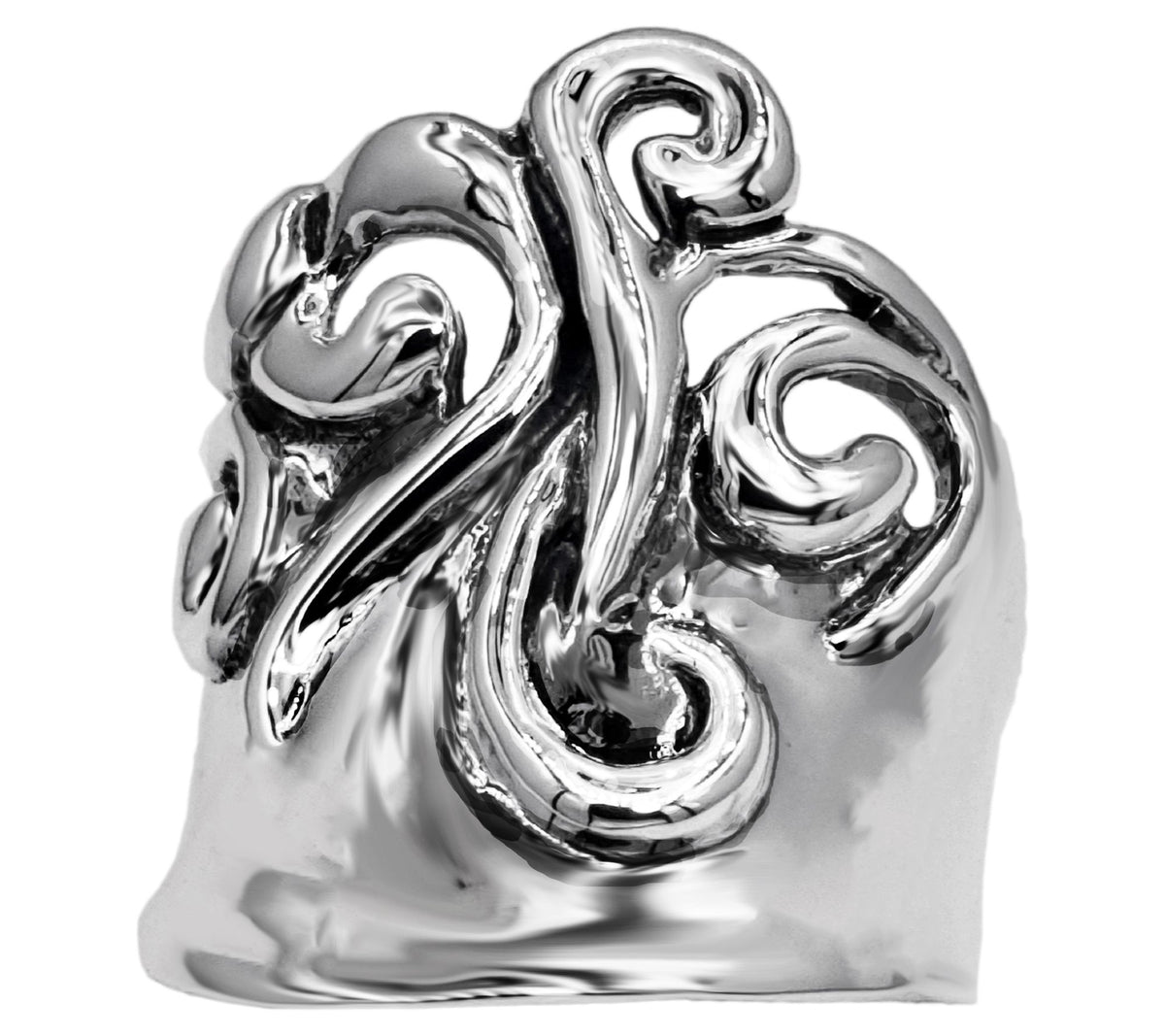 Hagit Sterling Silver Polished Swirl Ring, Size 7