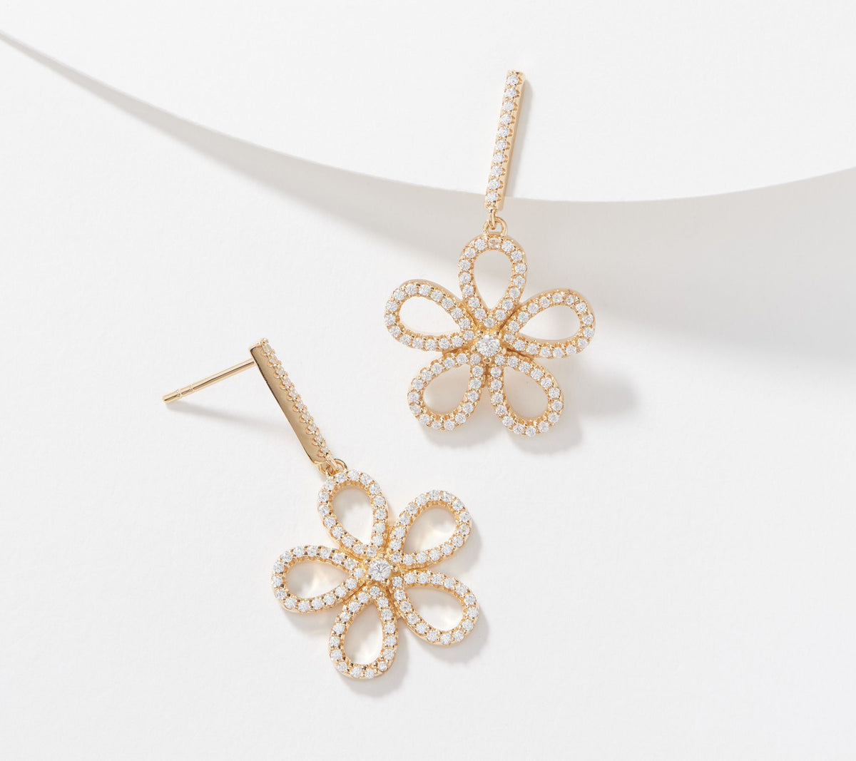 Diamonique x Jennifer Miller Goldclad Sterling Silver Daisy Dangle Earring