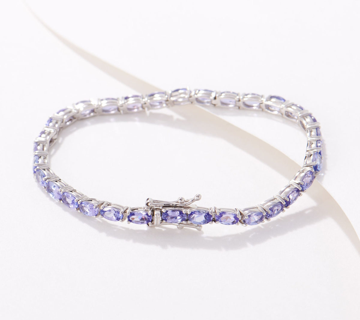 Generation Gems Sterling Silver Oval-Cut Tanzanite Tennis Bracelet, 8"