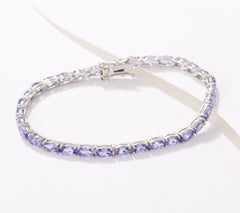 Generation Gems Sterling Silver Oval-Cut Tanzanite Tennis Bracelet, 8"