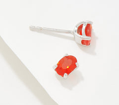 Generation Gems Sterling Silver Exotic Fire Opal Oval Stud Earrings