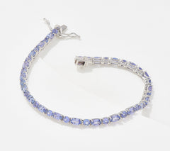 Generation Gems Tanzanite Oval & Round Cut Tennis Bracelet SS, 7-1/4"